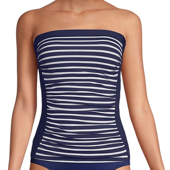 LANDS’ END Women's strapless Bandeau Tankini Swimsuit Top size M (10-12) NWT - Picture 1 of 6